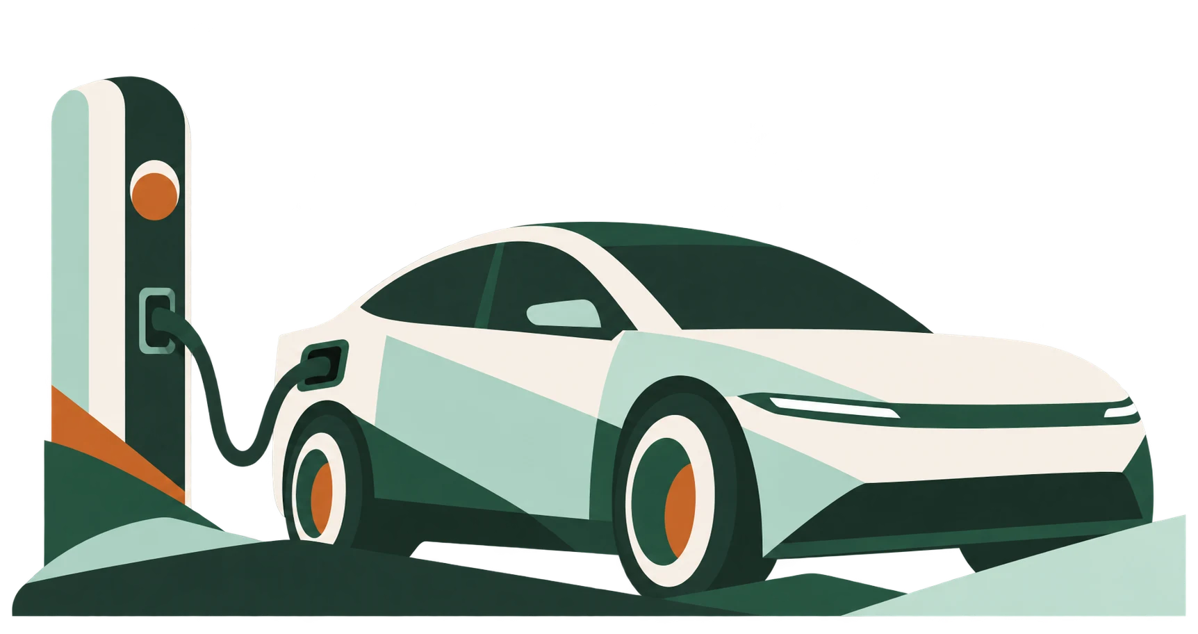 Electric vehicle connected to a charging station